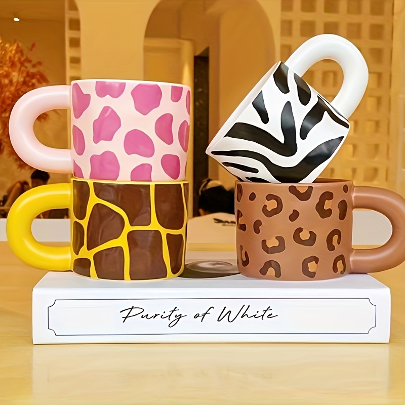 1pc Funky White Creative Mouth Pattern Mug, Porcelain Portable Coffee Cup  For Household