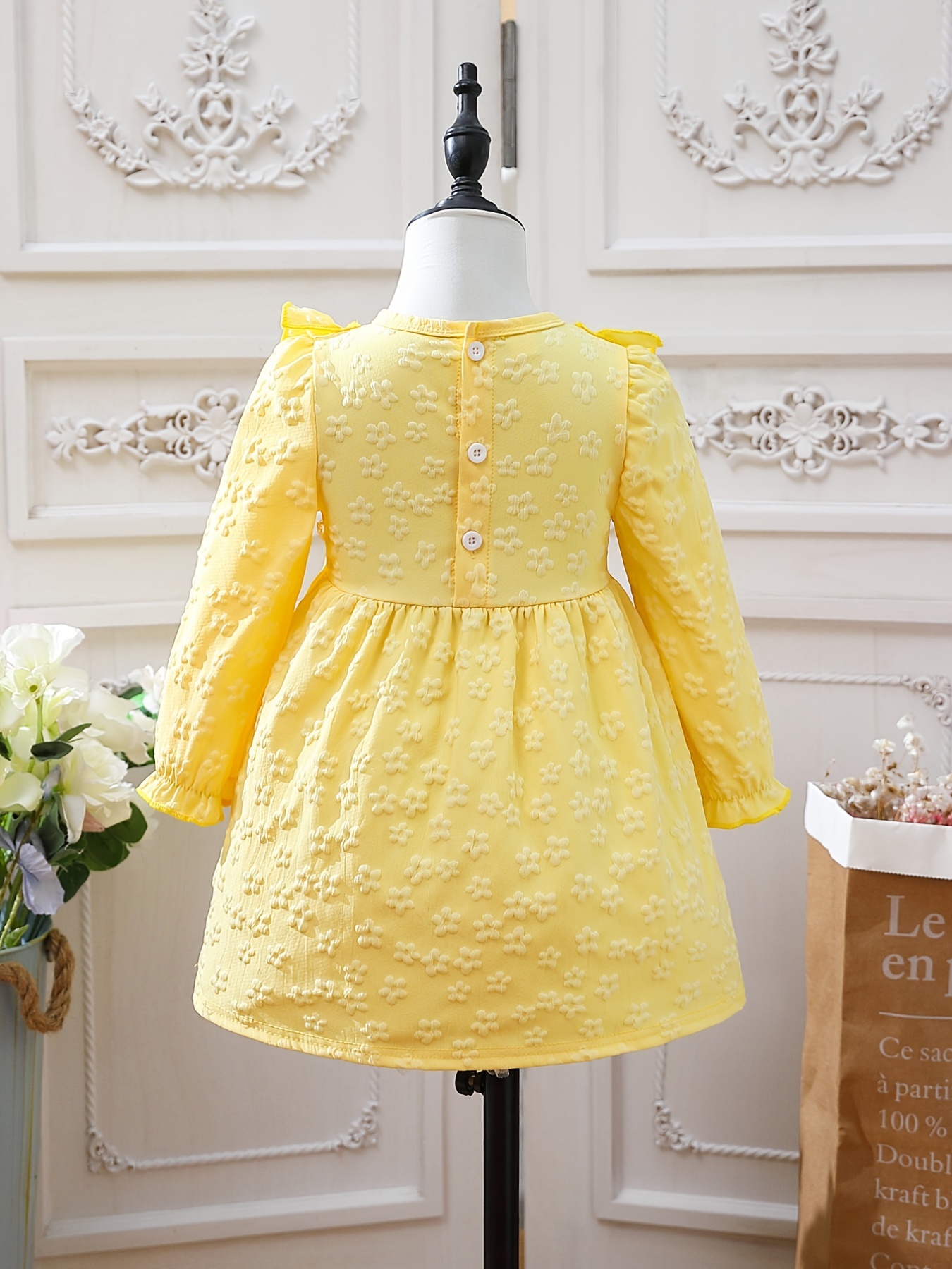 Girls long outlet sleeve yellow dress