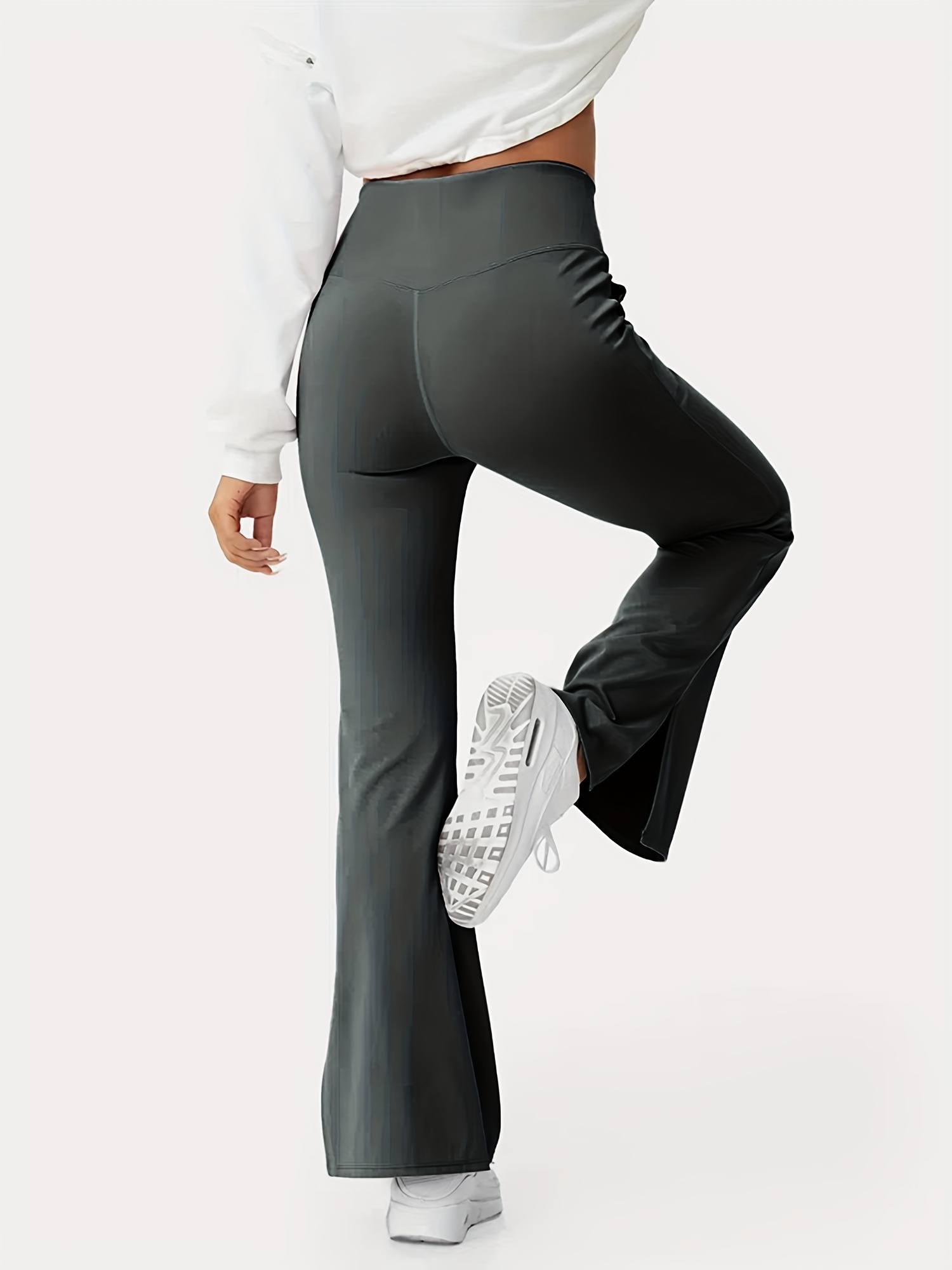 Womens Flare Bootcut Yoga Pants V Cross Hight Waist Tummy Control Workout  Bell Bottom Leggings Split Wide Leg Pants 