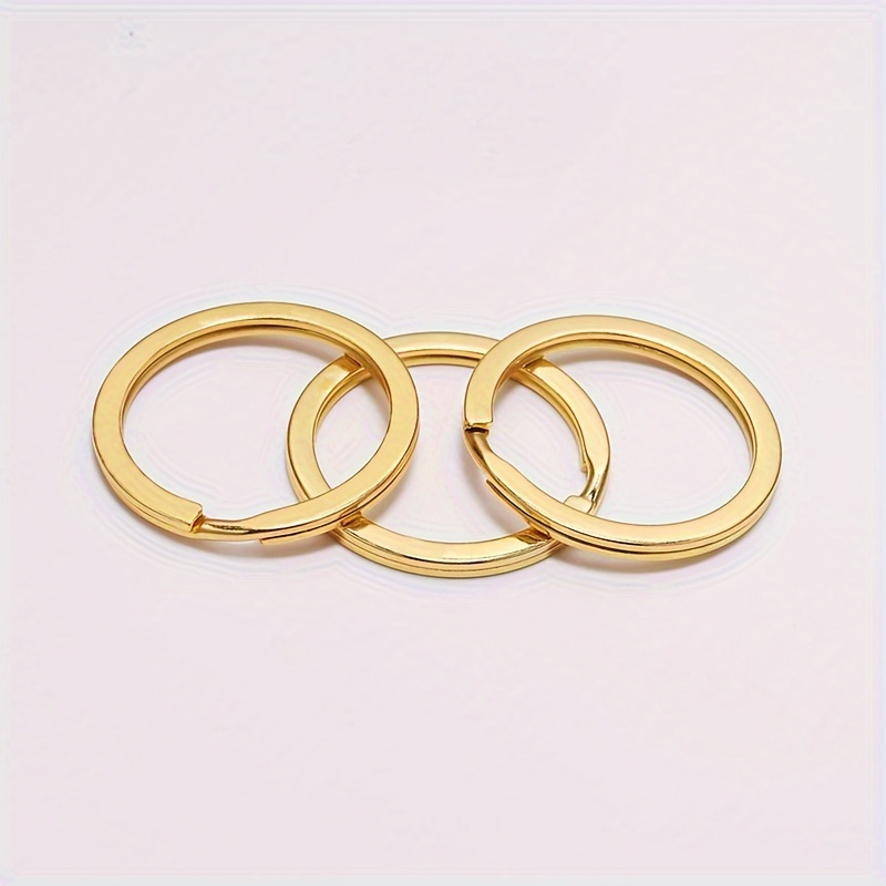 30-Pack Gold Color Metal Split Key Rings Keychains Round 25mm Car