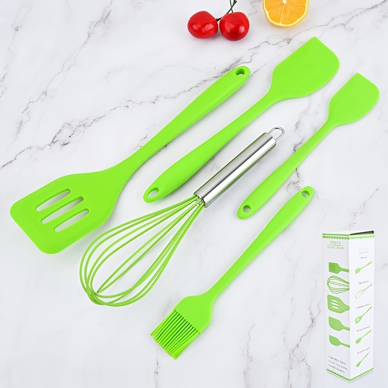 Silicone Spatula Set for Nonstick Cookware,Silicone Spatulas Heat Resistant  with Silicone Scraper/Brush/Whisk