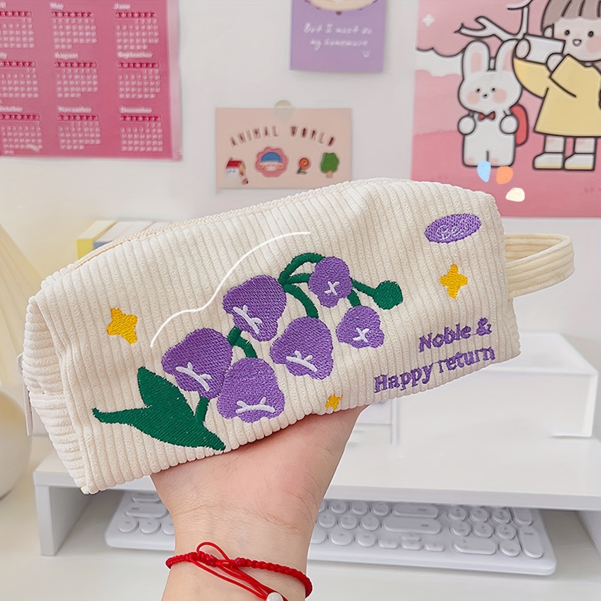Extra Large Embroidered Pencil Case