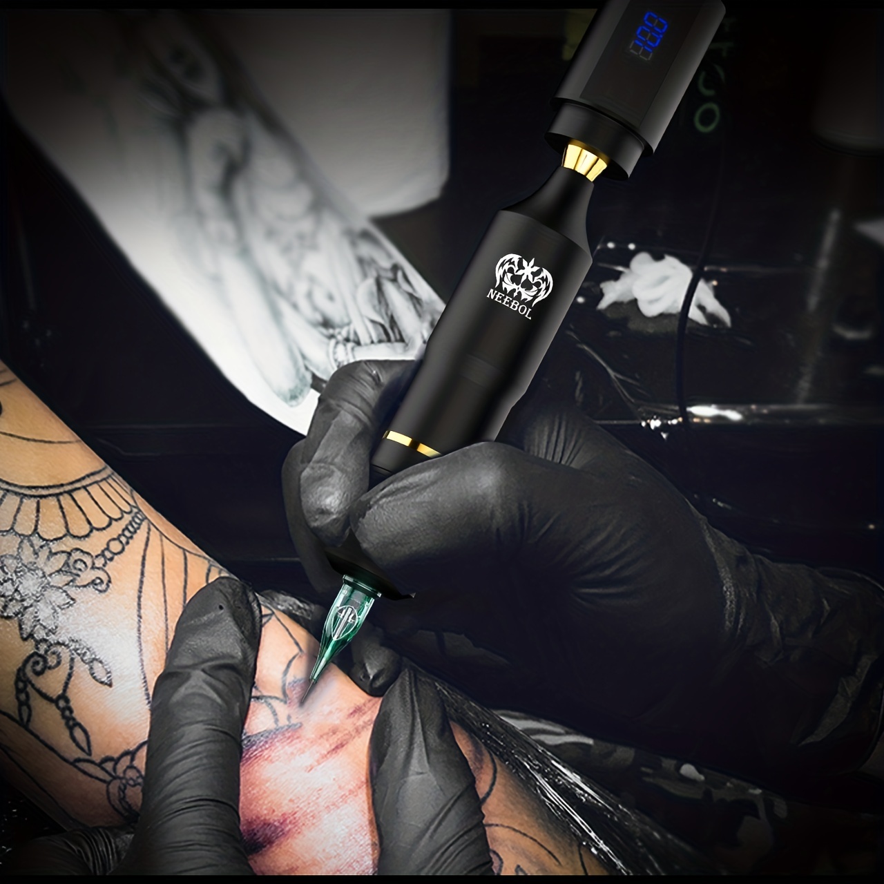 Tattoo Machine Set Cartridge Needles Color Inks Power Supply - Temu