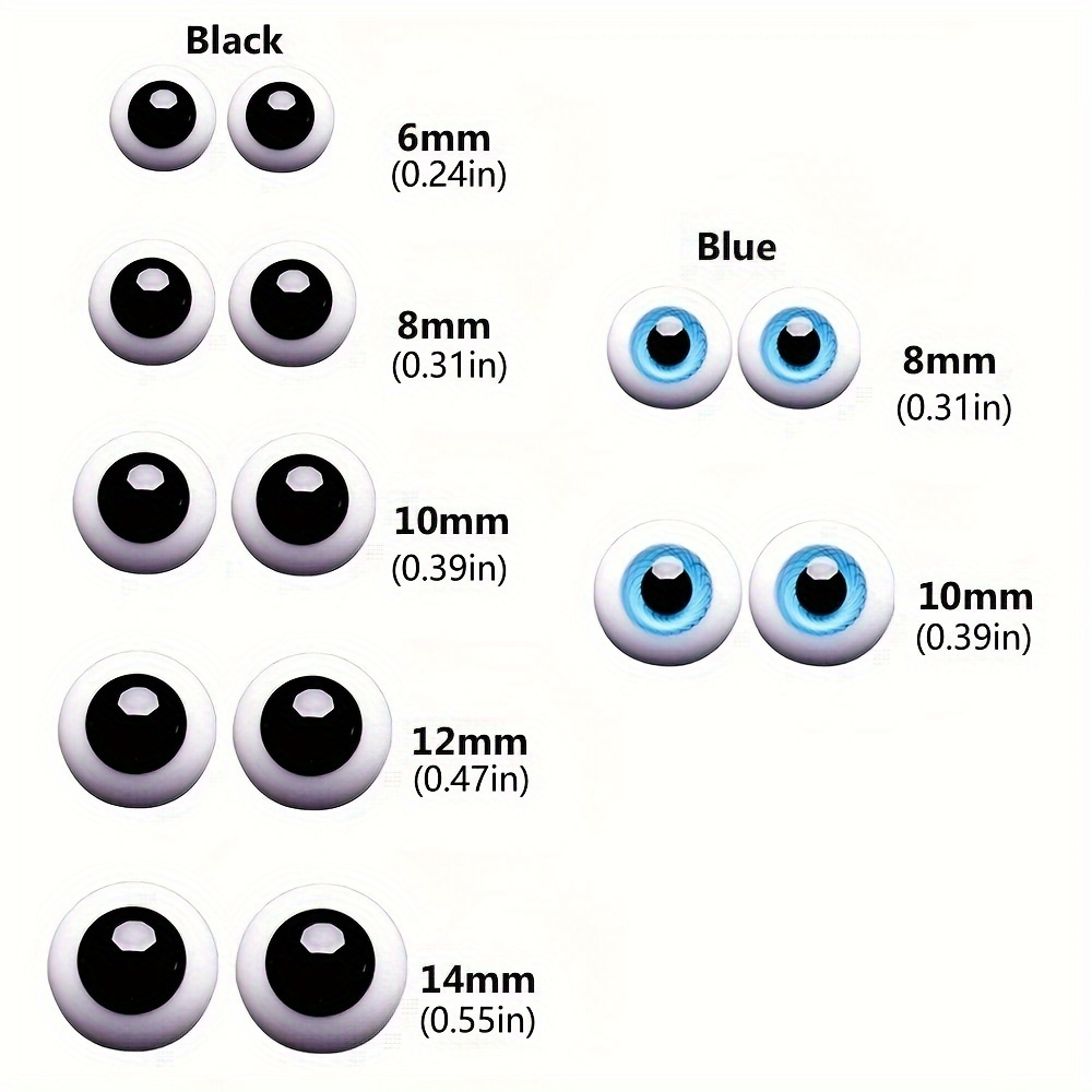 Safety Eye (Colored Iris), 2 pairs - 8mm, 10mm, 12mm
