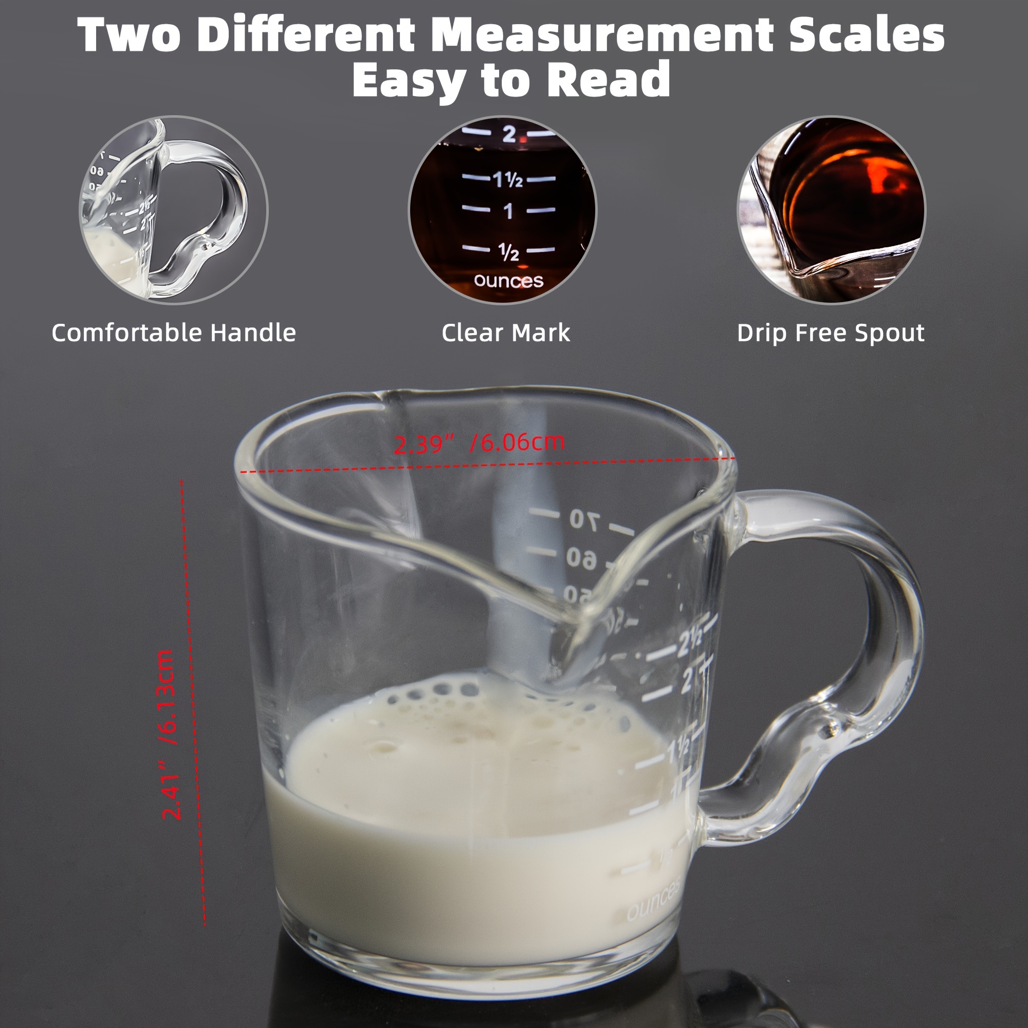 Glass Measuring Cups, High Borosilicate Tempered Glass Liquid