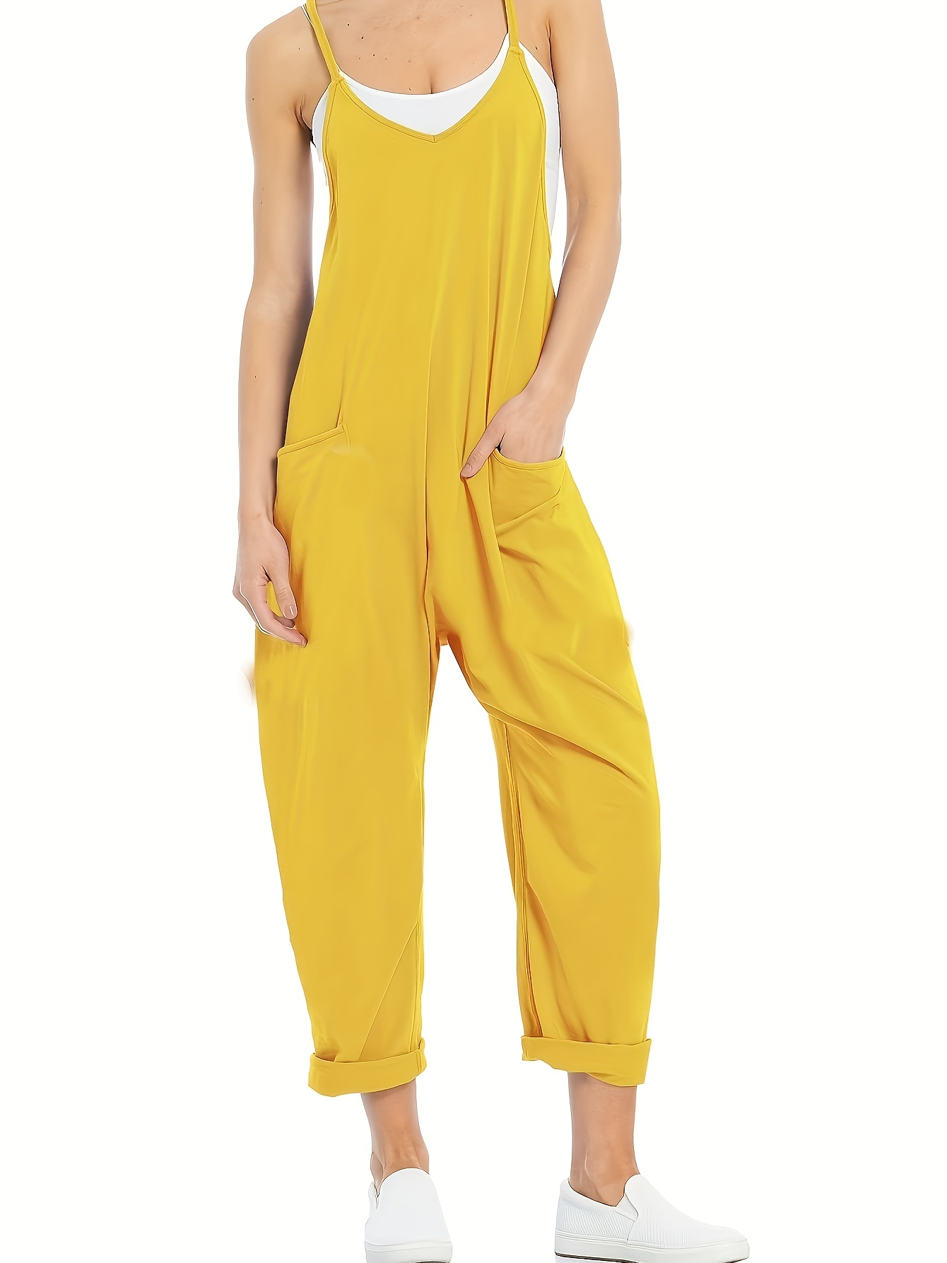 Loose Cami Jumpsuit, Solid Casual Jumpsuit For Summer & Spring, Women's  Clothing