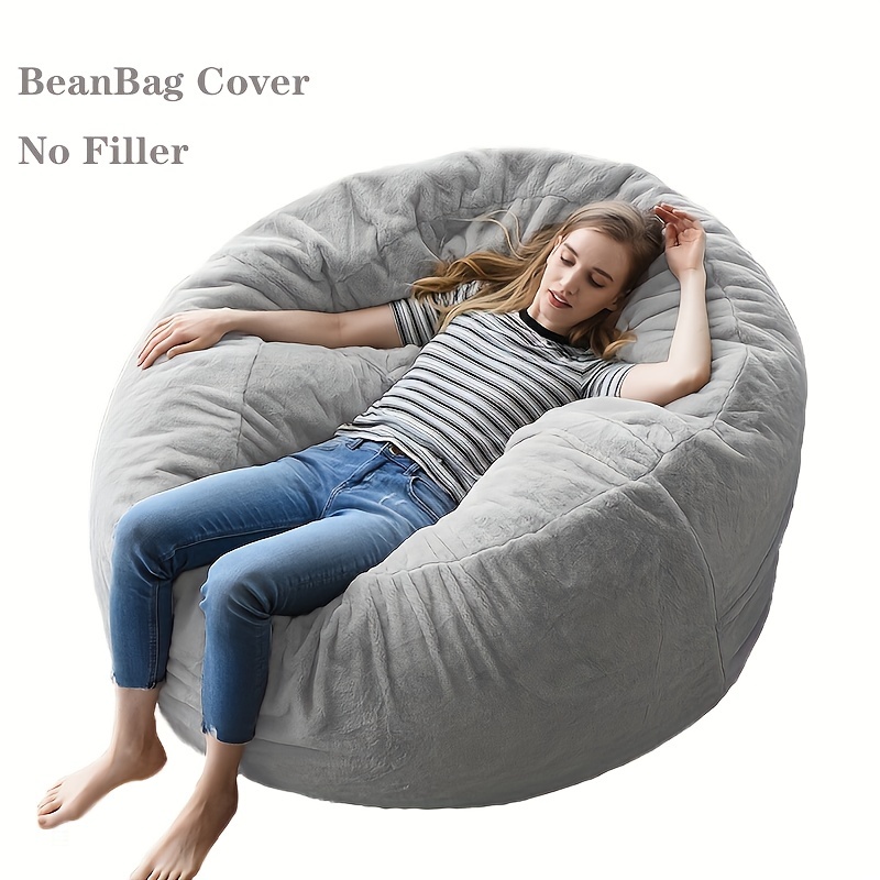 Bean Bag Chair Cover Only (No Filler) Big Bean Bag Chairs for Adults Soft Bean Bag Cover 7ft Large Round Plush Bean Bags Couch Comfy Beanbag Chair