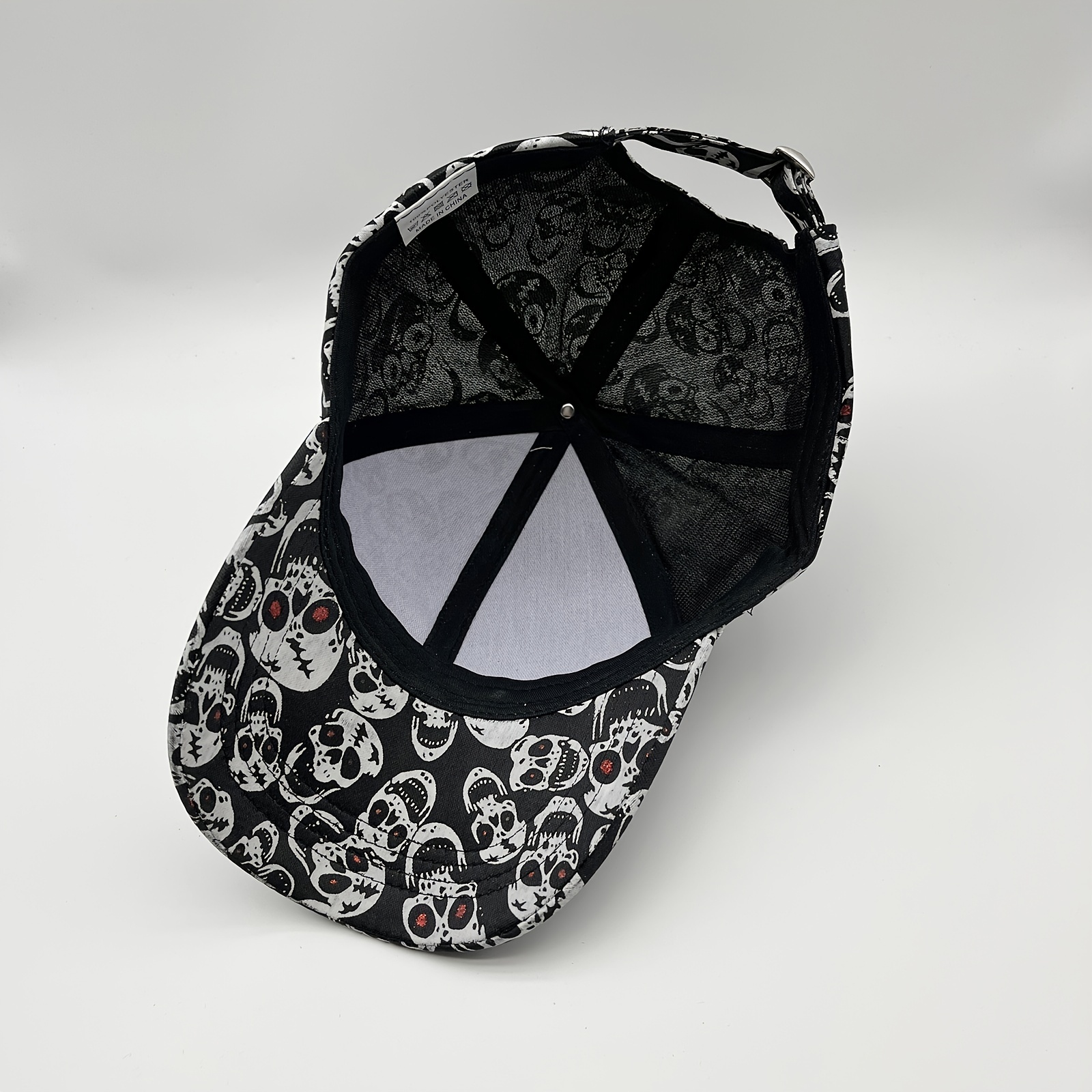 Skull Print Black Baseball Cap Women's Y2K Vintage Sun Hat Men Unisex Dad  Hats