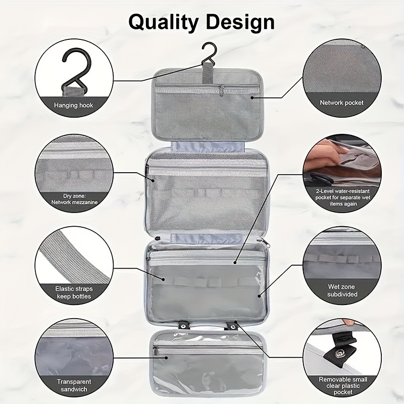 Waterproof Folding Toiletry Bag Multi Functional Wet And Dry