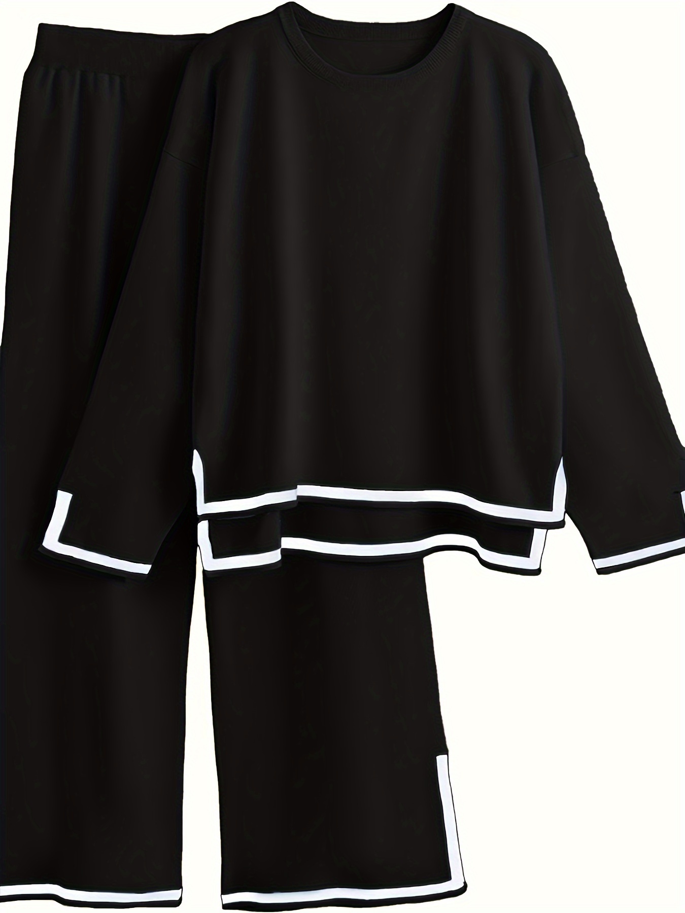 Women Autumn Shirt+Thin High Wide Leg Pants Two Piece Suit Loose Waist  Fashion Outfit