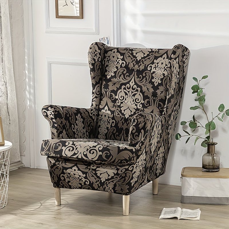 2 Piece Wingback Chair Covers Floral Patterned Chair Cover for Living Room