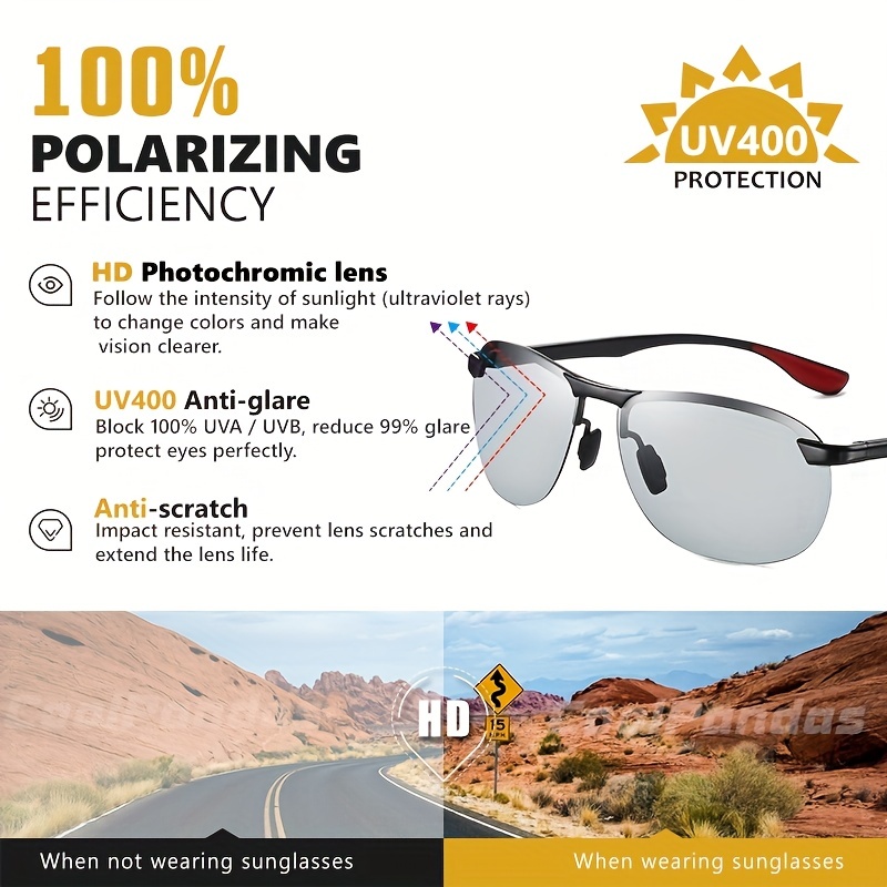 Gafas sol fotocromáticas polarizadas de aluminio para hombre