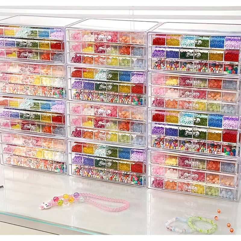 Beaded Storage Box Transparent 3-layer Sub-Grid Glass Beads DIY Jewelry  Making Beads Display Sorting Box