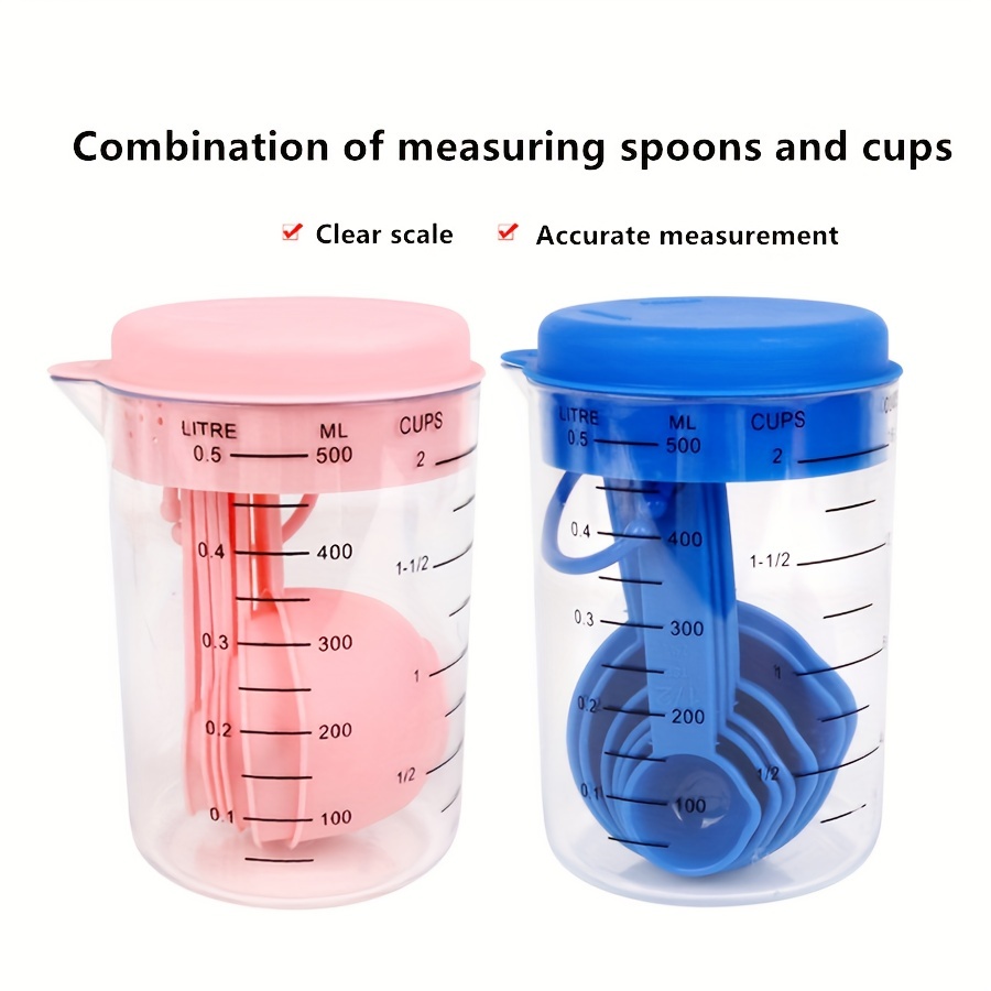 Measuring Cups And Measuring Spoons Set, Plastic Measuring Cup And Measuring  Spoons Set With Scale, Tablespoon, Teaspoon, Plastic Measuring Spoons And  Measuring Cup For Kitchen Baking Cooking, Kitchen Stuff, - Temu