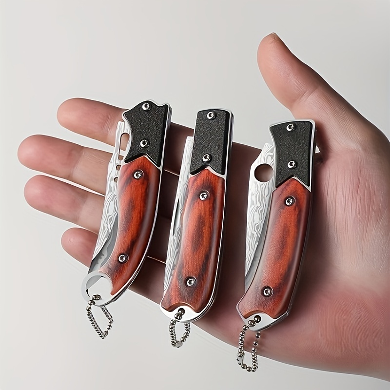 Mini Stainless Steel Pocket Knife Portable Wooden Fish Knife - Temu