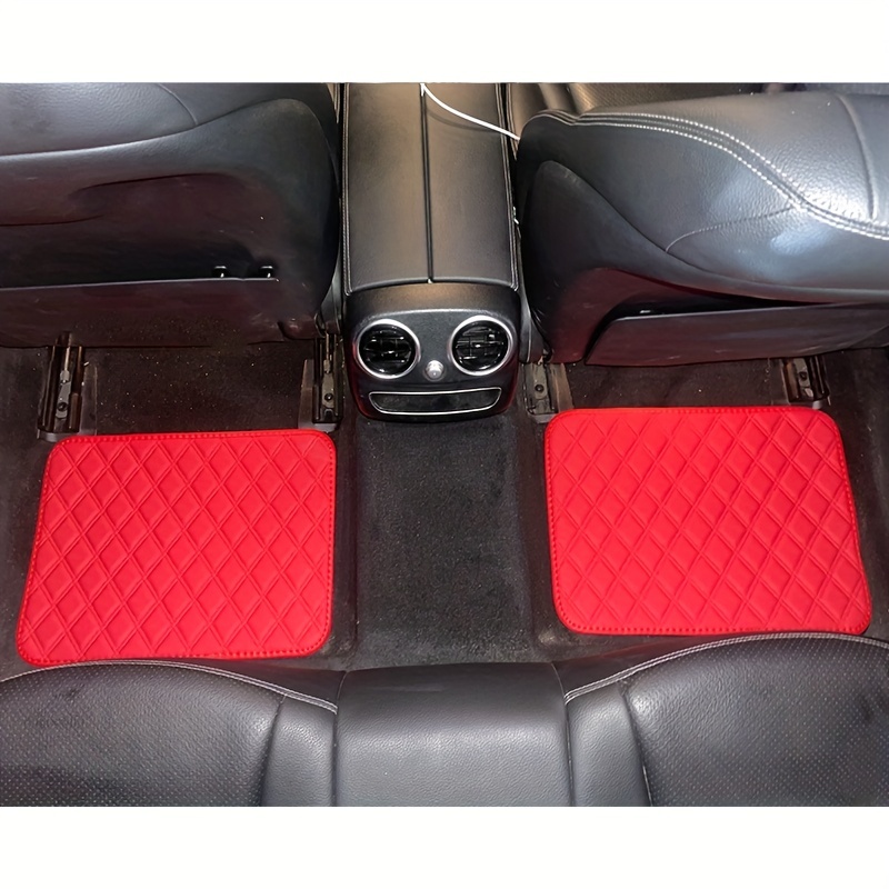 CAR Waterproof Leather 4PCS Red Black Universal Car Floor Mats