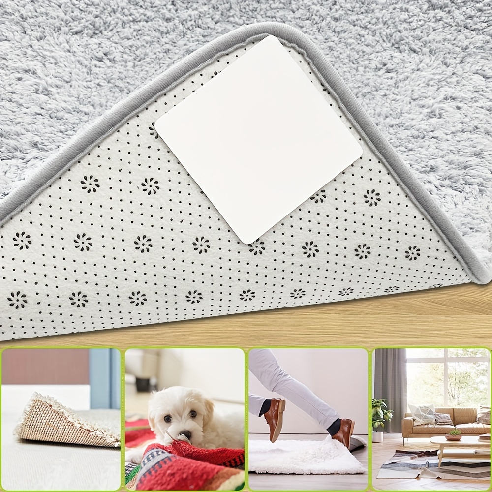  4pcs Rug Carpet Mat Grippers Non Slip Reusable Washable Silicone  Grip : Home & Kitchen
