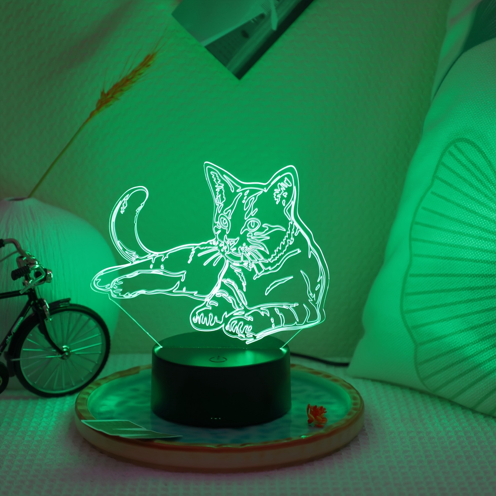 1pc プラグインタッチ 7 色サイドベッドルーム猫 3D ナイトライト