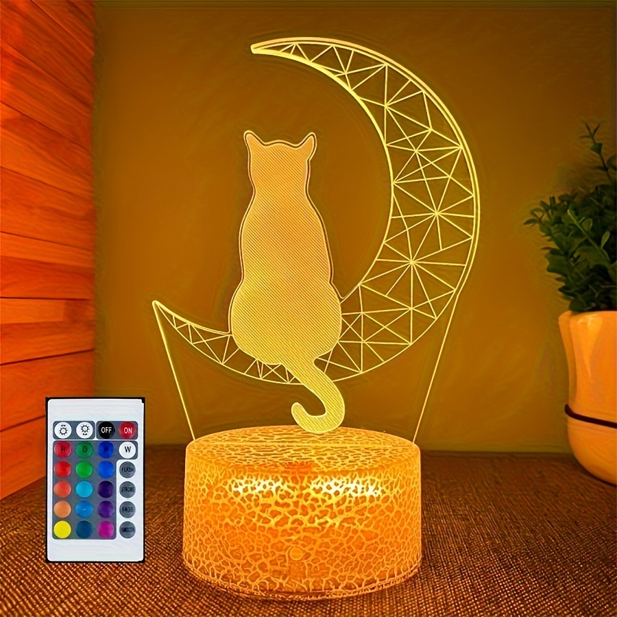 7 Colors 3d Moon & Cat Decorative Night Light Temu