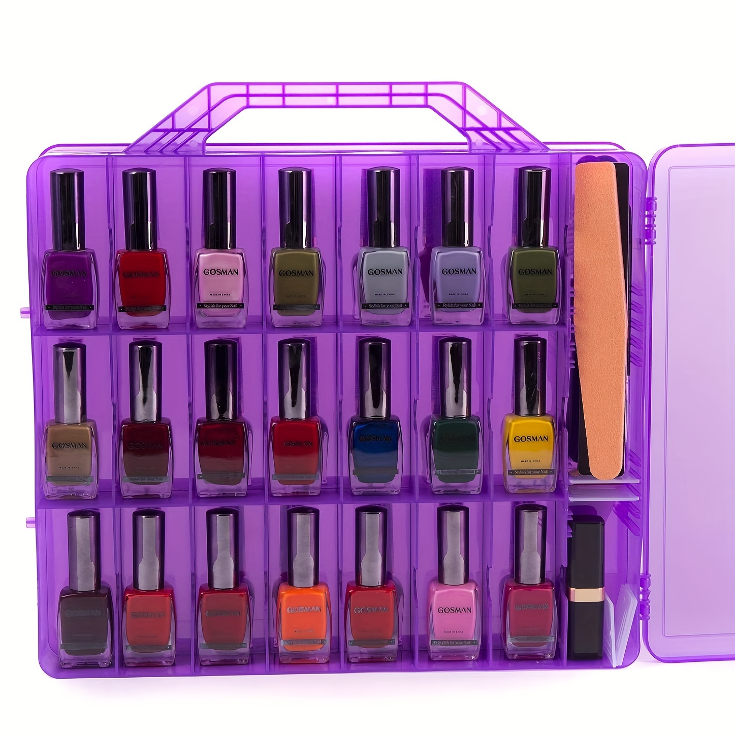 Brrnoo Grid Organizer Box Purple Sliding Buckle 5 Compartments