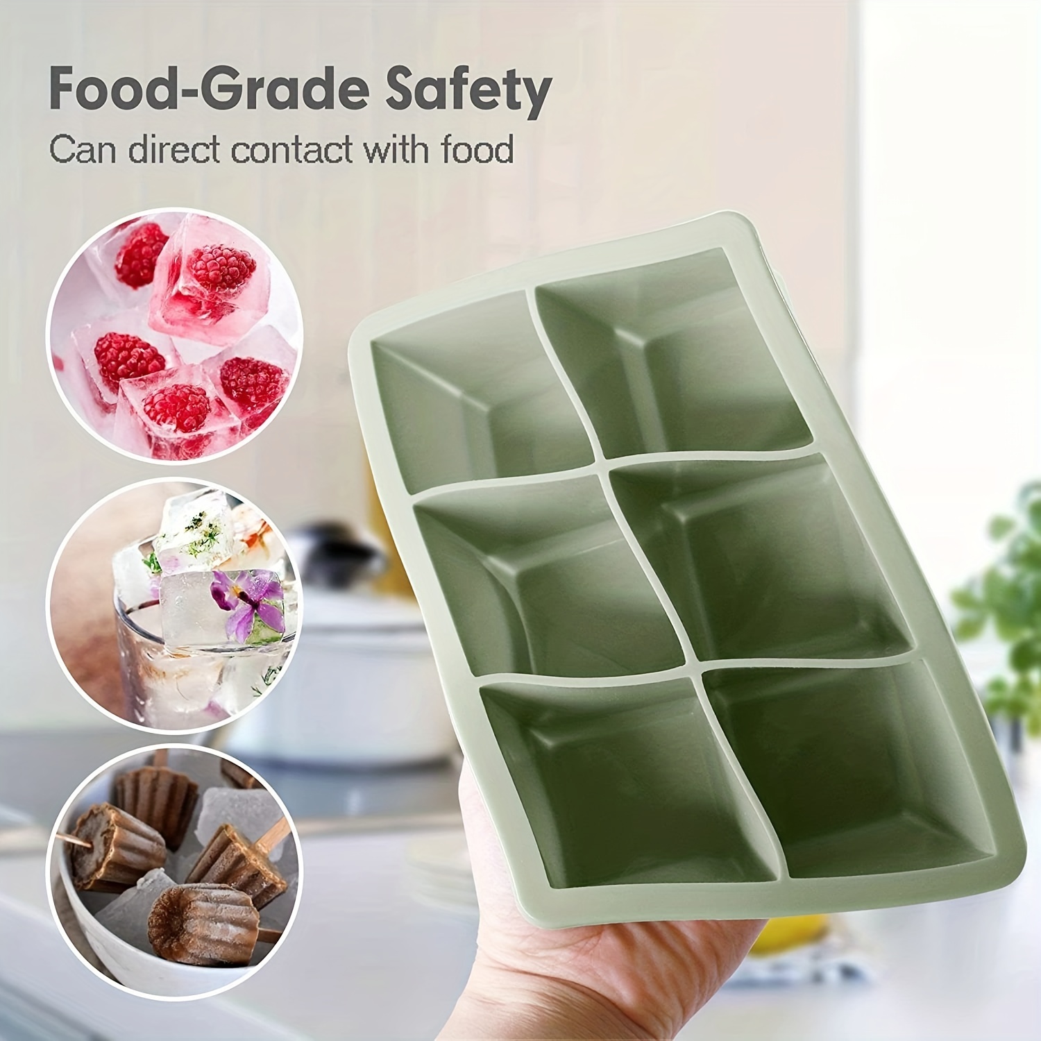 Ice Cube Trays Large Size Flexible 6 Cavity Ice Cube Square Molds for  Whiskey an