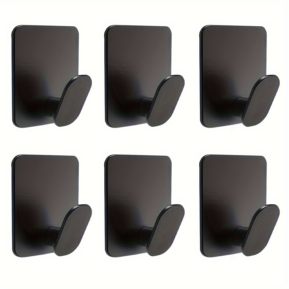6 Pcs Black Wall Sticky for Hanging Heavy Duty Adhesive Hooks