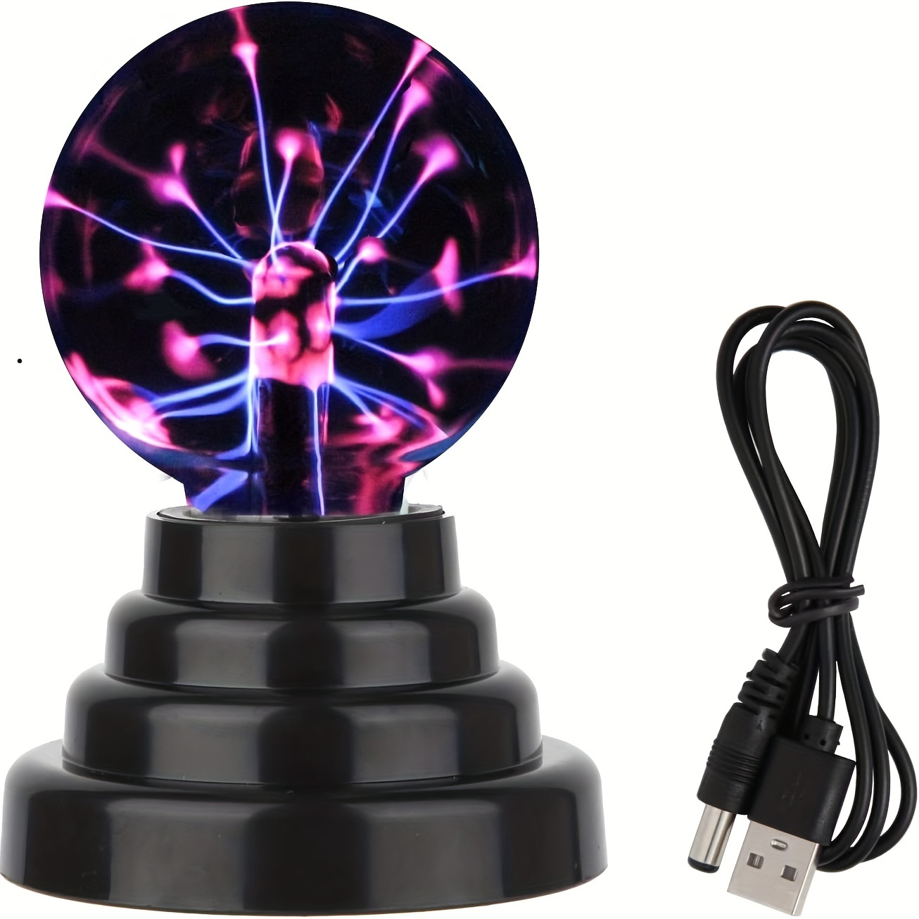 Esfera de luz de bola de Plasma creativa, carga USB, brillo estático,  Sensor de voz táctil