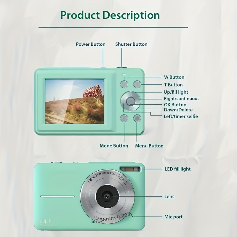 Gh1217 Card Camera Camcorder Entry Level Portable Camera - Temu