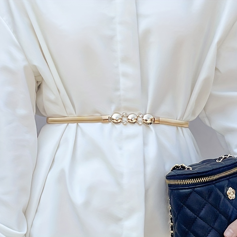 stylish elastic metal chain belt trendy golden skinny thin - Temu  Netherlands