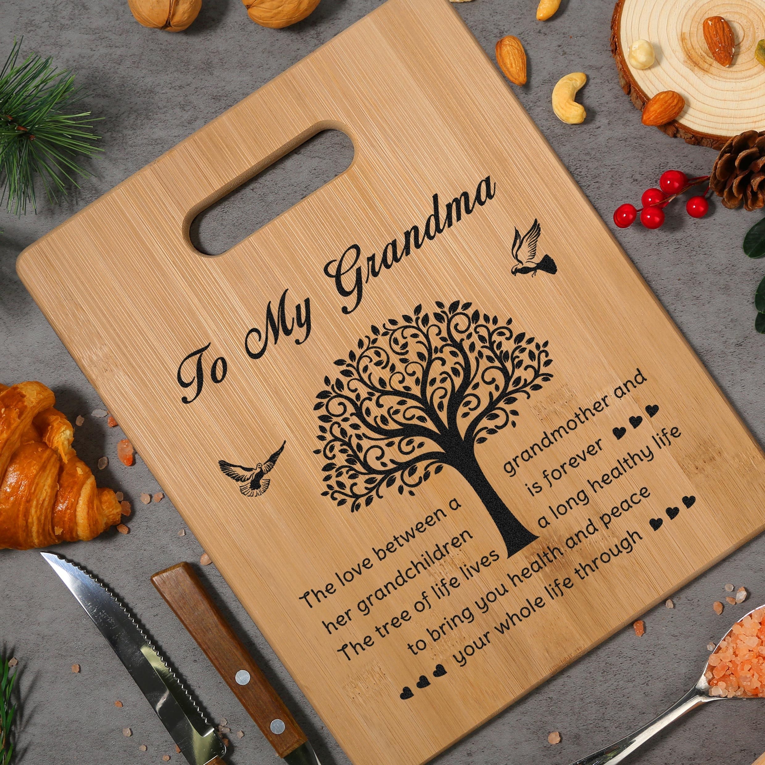 Thiswear Everything Is Better in Nana's Kitchen Grandma Gift Decor Big Rectangle Bamboo Cutting Board, Brown