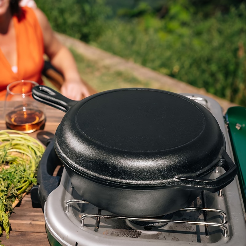 Cast Iron Camping Pot Dutch Oven Pot With Lid Cooking Pot - Temu