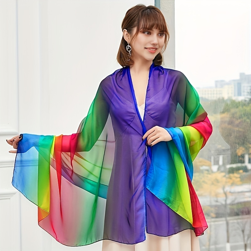 Women's Fashion Scarves Women Summer Casual Colorful Multicolor Solid Color  Chiffon Thin Regular (Hot Pink-a, One Size)