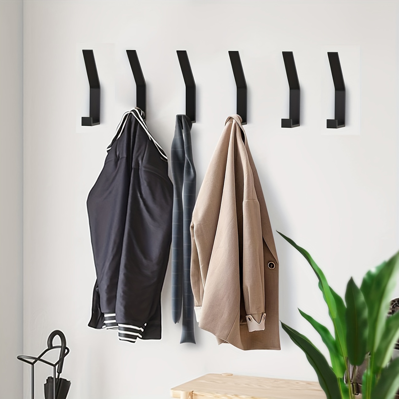 Black Wall Mounted Coat Rack 18 Inch Mounted Coat rack6 Hook Coat Rack  Wall Mounted for Hanging Coats, Jacket,Hats, Bags, Backpacks, Towels, and  More -Ideal for Homes, Offices, Bedroom, Mudroo : 