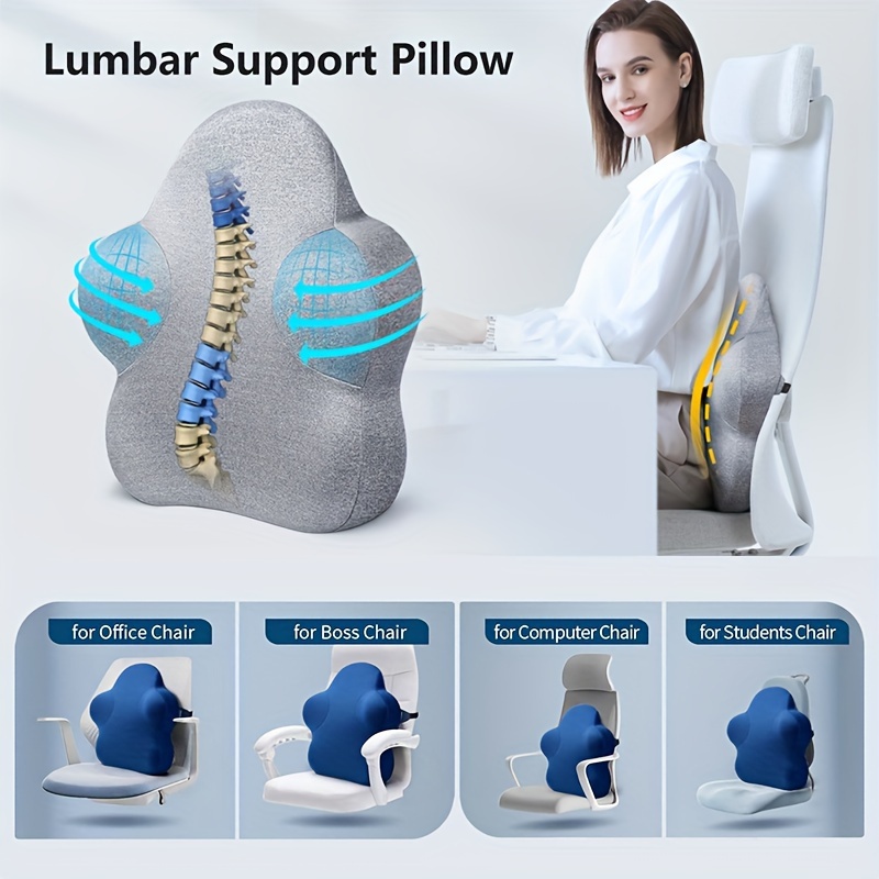 Comfort Lumbar Support Pillow for Car Office Chair - Pure Memory Foam Back  Support Cushion for Back Pain Relief, Ideal Back Cushion for Office Chair,  Computer, Carseat, Gaming Chair, Recliner 