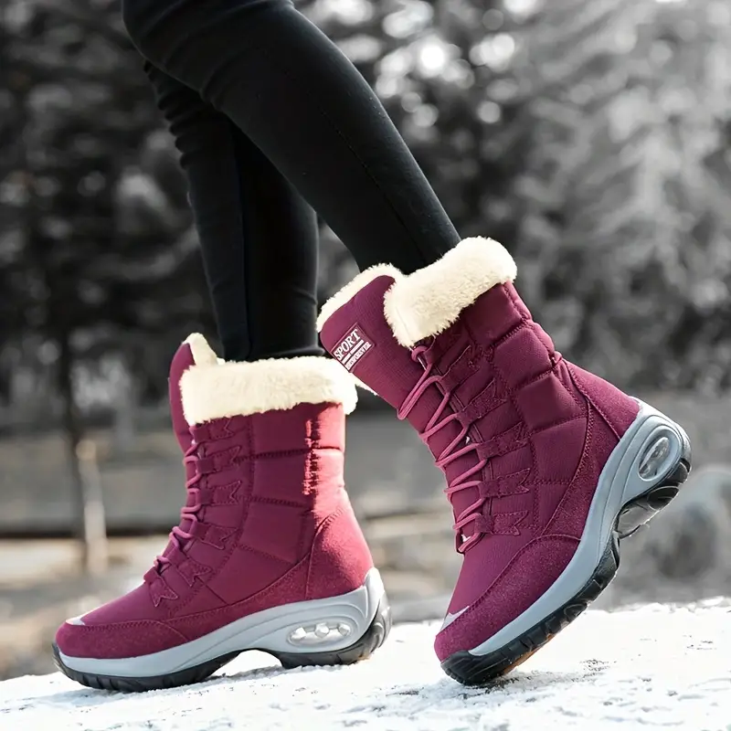 womens mid calf winter boots waterproof warm faux fur lined non slip snow boots womens footwear details 8