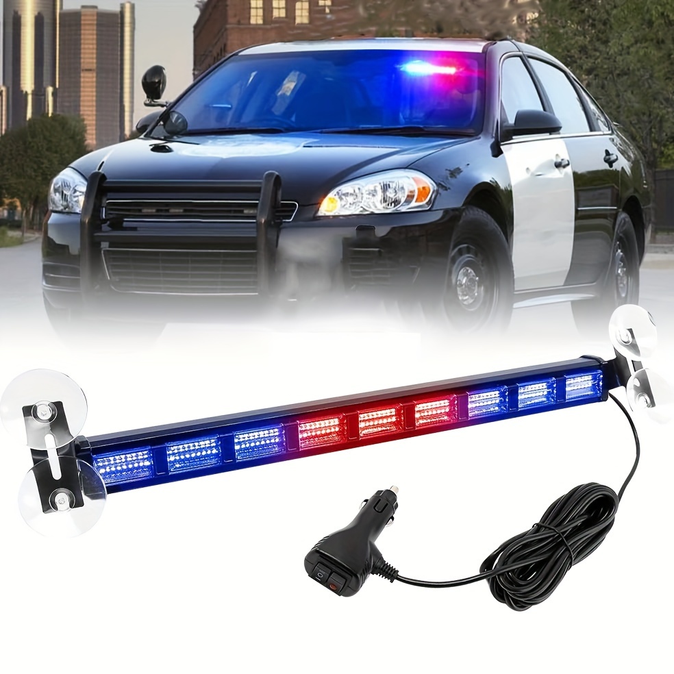  Luces LED estroboscópicas de emergencia, color azul y rojo,  para vehículos policiales, POV, 16 patrones intermitentes, cubierta  interior, parabrisas delantero, ventana trasera, iluminación de :  Electrónica