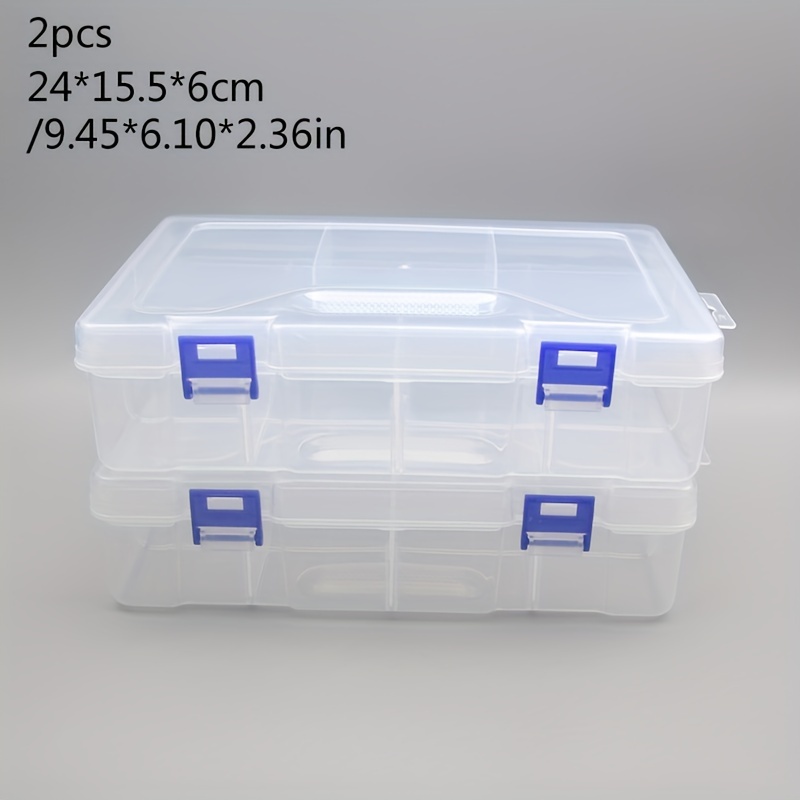 2-piece large double-layer 8-cell removable adjustable partition  transparent plastic storage box for jewelry hardware parts small DIY crafts  cosmetics