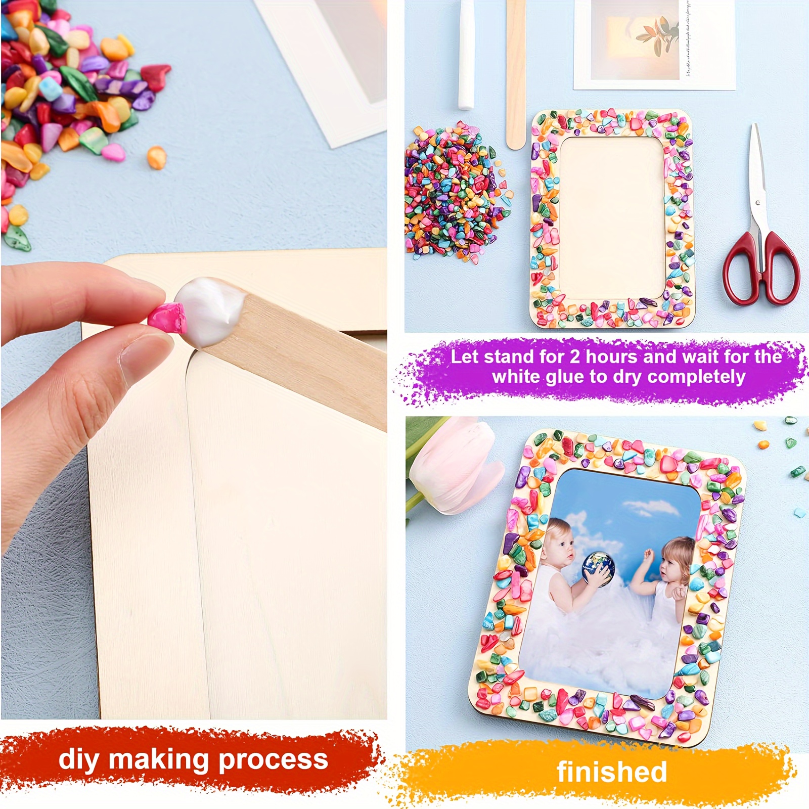 Diy Picture Frame Craft Kit For Kids Mosaic Crafts For Girls - Temu