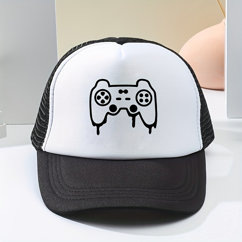 Cartoon Game Console Print Trucker Hat Mesh Baseball Cap