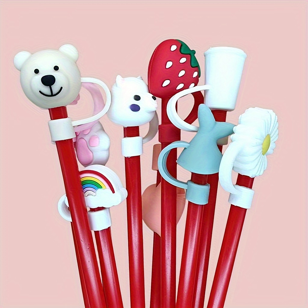 Christmas Series Silicone Straw , Reusable Dustproof Cute Straw Plugs,  Suitable For Straws, Water Cup Accessories, Christmas Gift - Temu