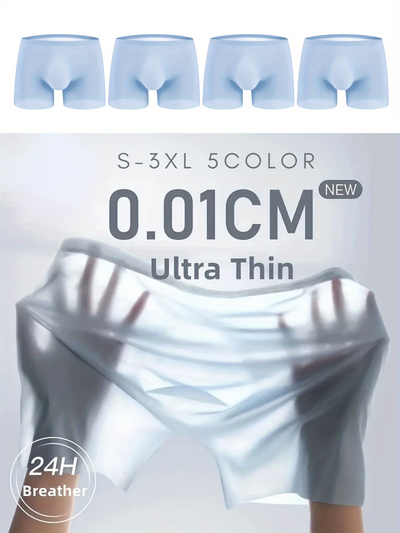 Men's Traceless Underwear Ice Silk Boxer Brief Sexy See-Through