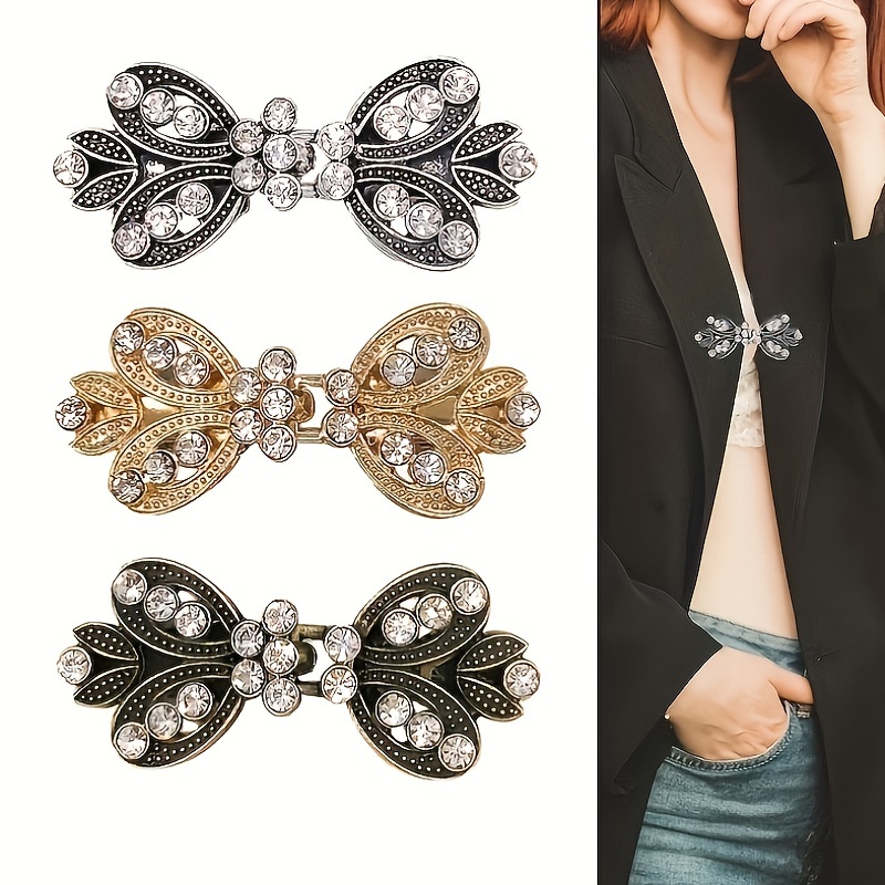 12 Pcs Rhinestone Sweater Clip Alloy Women's Clips Hold Together