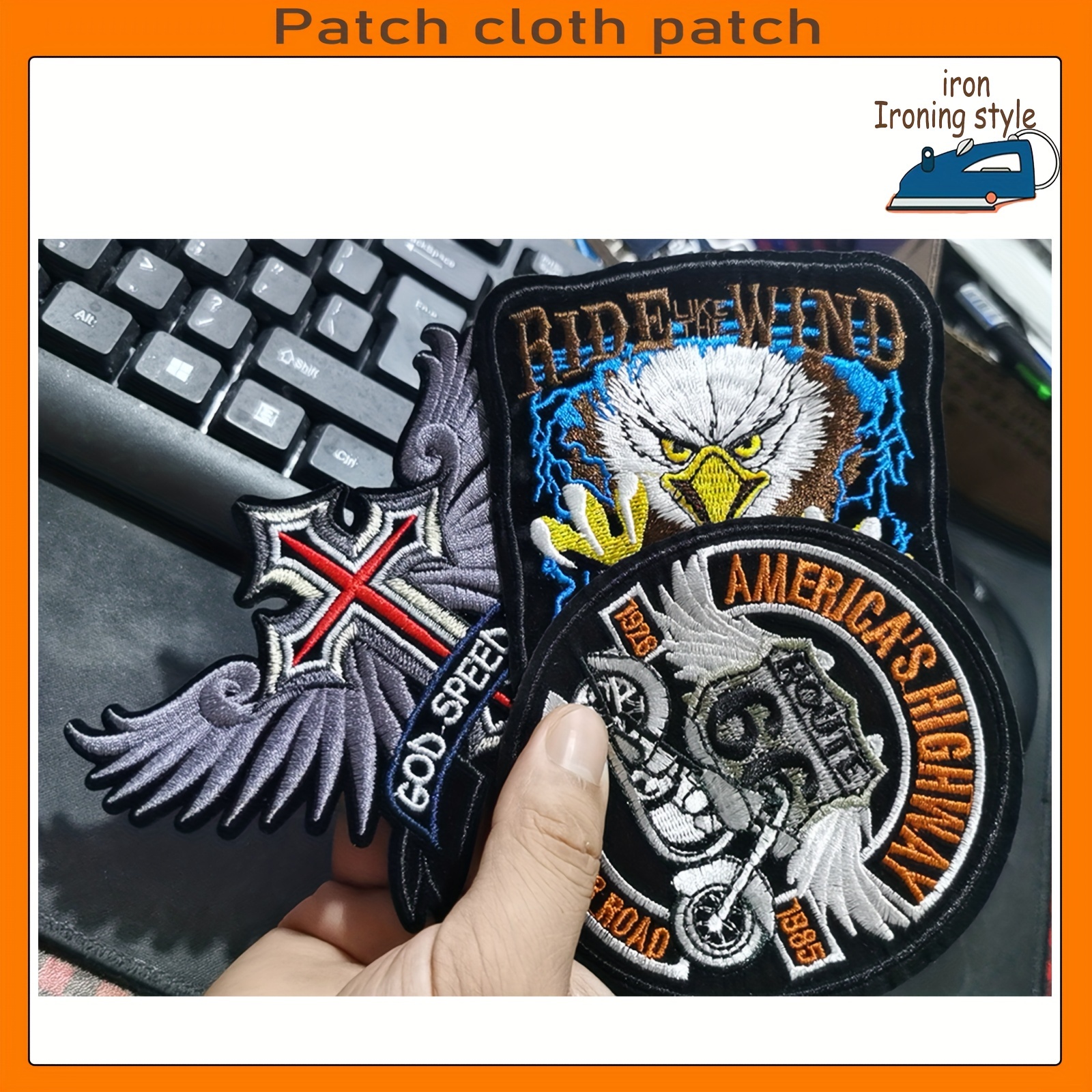 Rose flower skull Embroidery Iron on Patches for Clothes Large Size Biker  Backpack Jackets DIY Badges High Quality Accessory