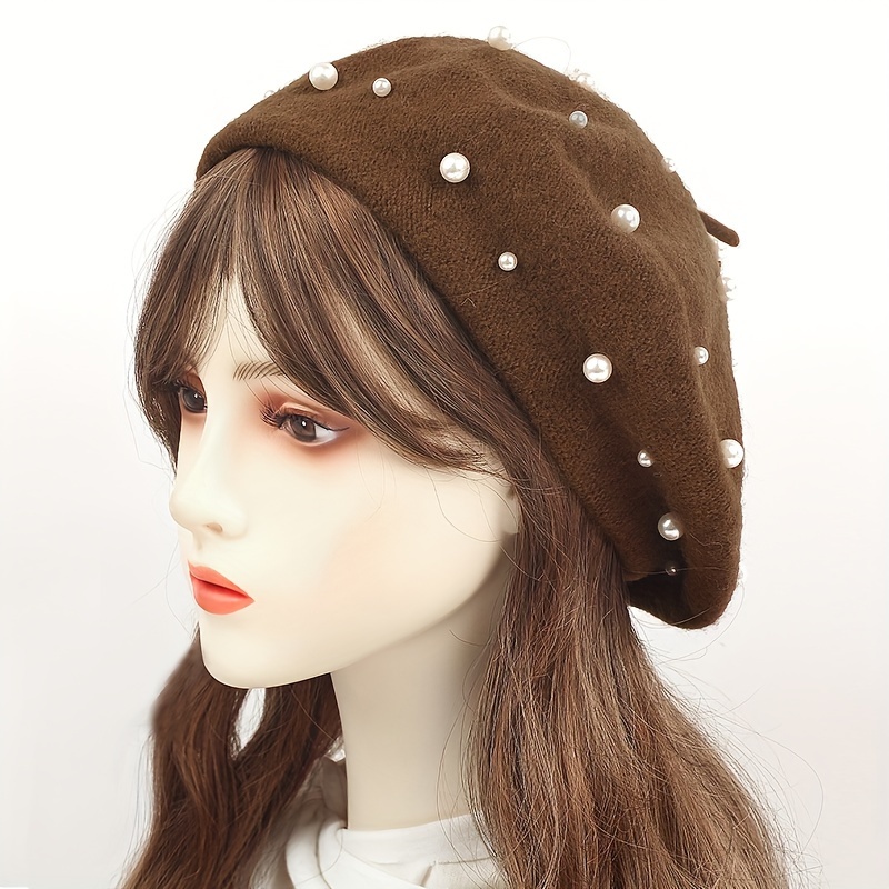 Pearl Women's Solid Warm Beret for Daily Use