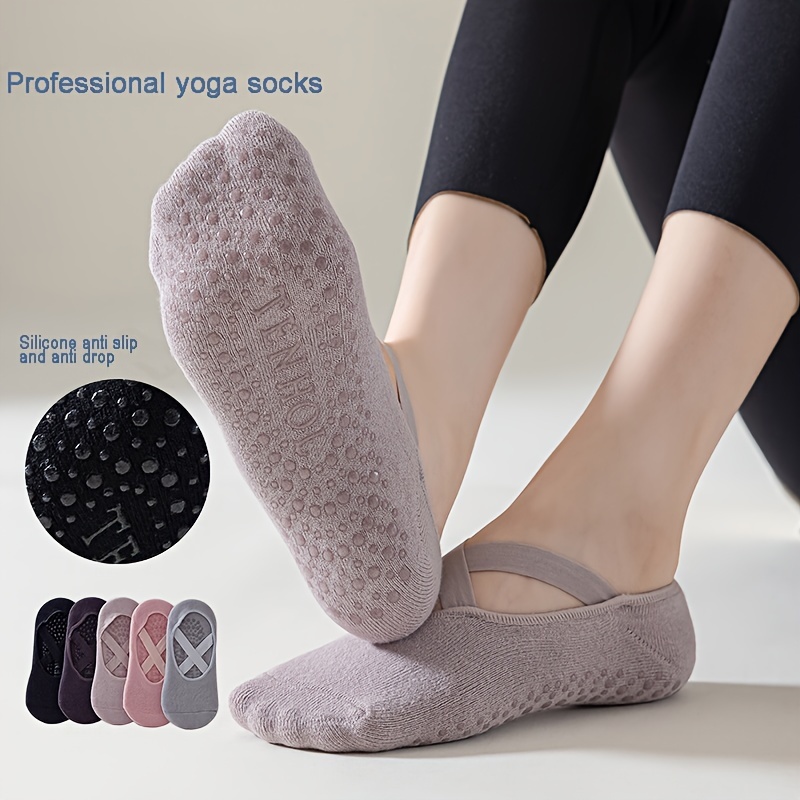Toeless Yoga Pilates Grips Socks For Women Non Slip Barre Dance Sports Gym  Fitness Socks With Straps