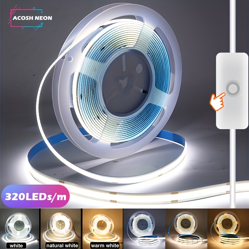 Bande lumineuse LED pour TV USB LED flexible néon 5 V CC SMD2835 LED pour  décoration de fête d'intérieur (1 m, blanc chaud)