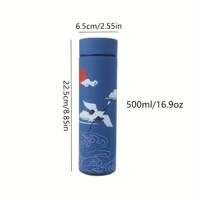 Hadanceo 500ML Intelligent Temperature Display Vacuum Flask Stainless Steel  Chinese Style Opera Character Printed Vacuum Insulated Water Bottle for