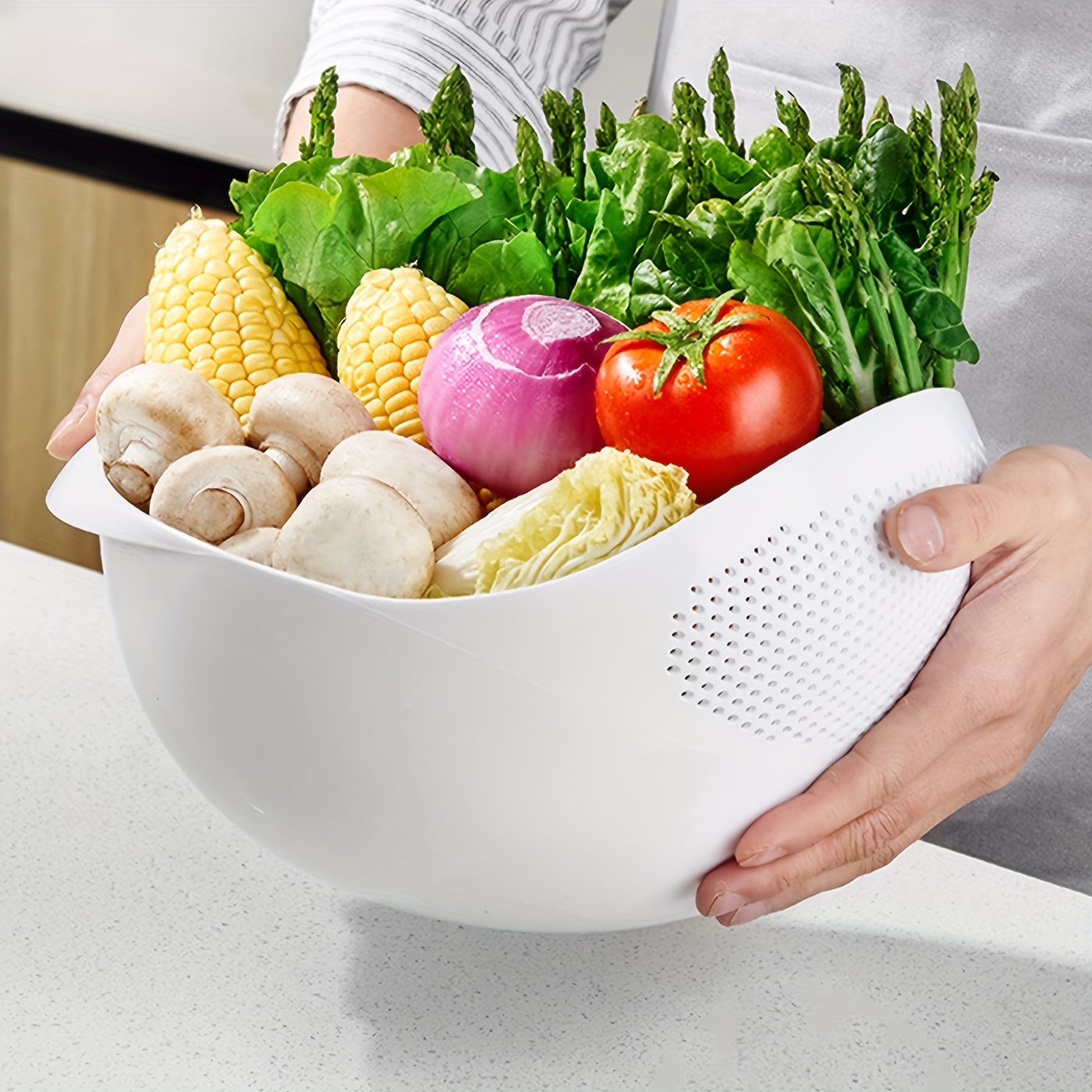  Hemoton Kitchen Rice Washing Basket Fruit Vegetable