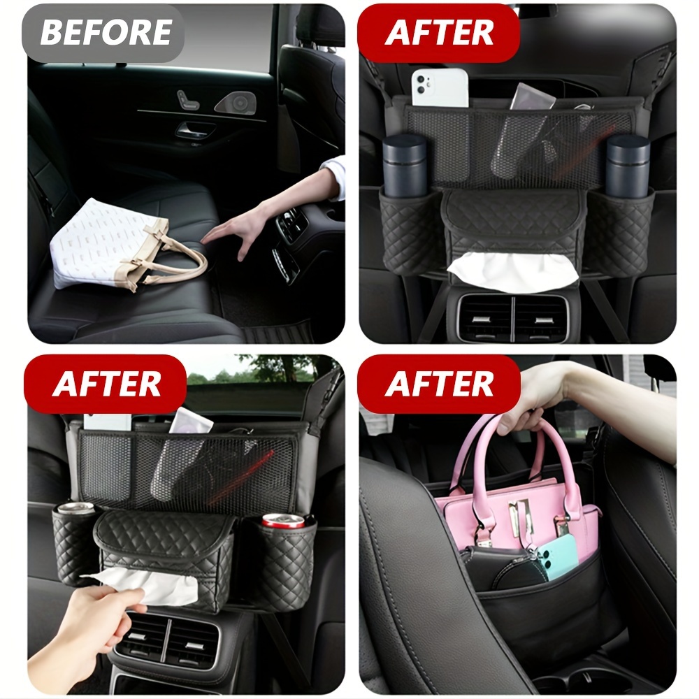 Pu Leather Multi functional Car Storage Bag Car Seat Storage - Temu
