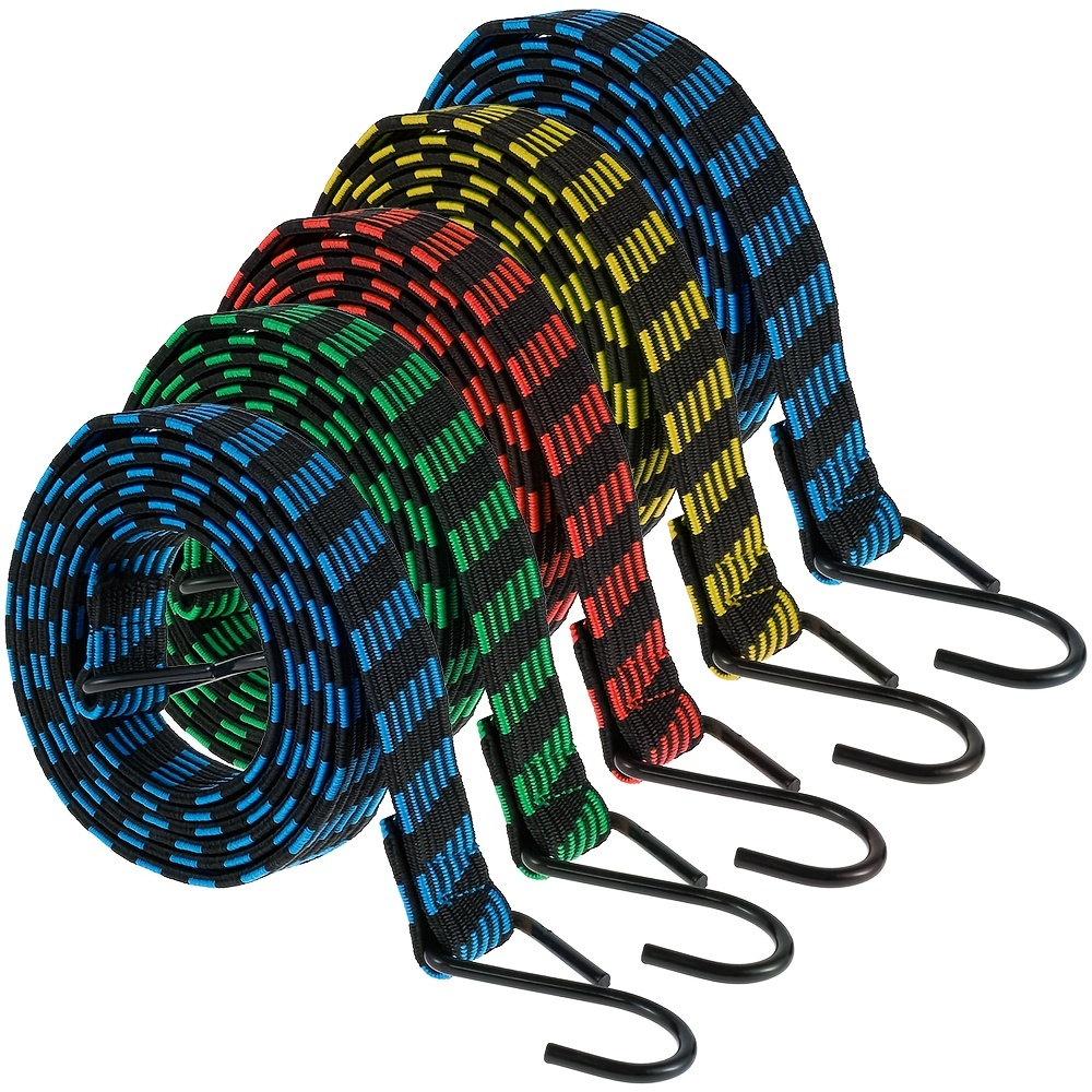 Tendeurs élastiques plats avec crochets de 2 m, cordon élastique élastique  réglable avec crochet en métal, corde élastique